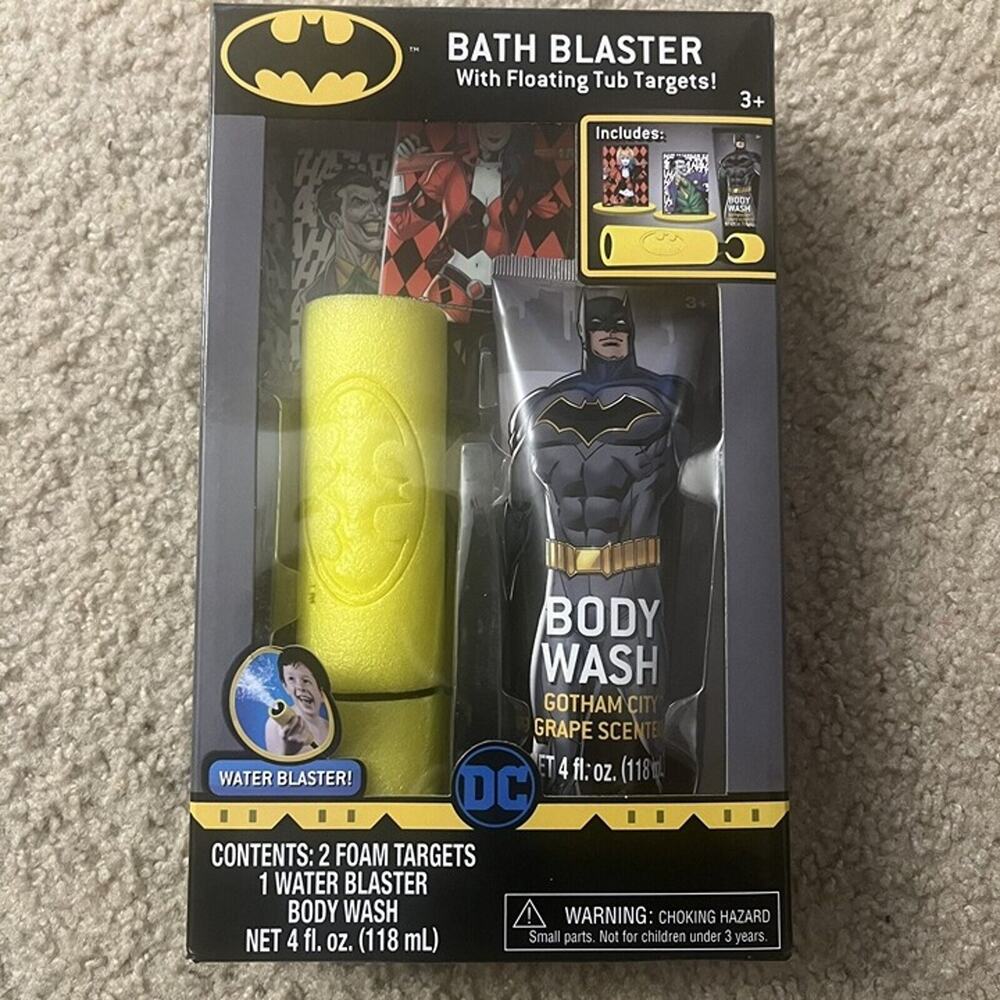 BATMAN Bath Blaster with Floating Tub Targets & Gotham Grape Body Wash Set NEW!